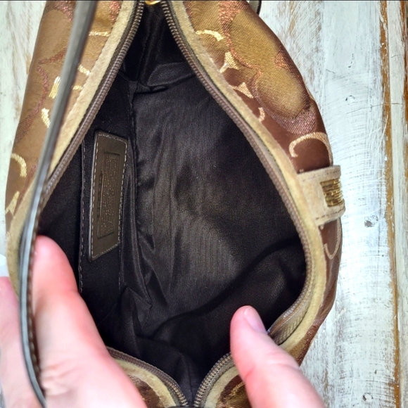 Coach Satchel Brown Metallic Vintage Signature Handbag Y2K - Picture 10 of 12